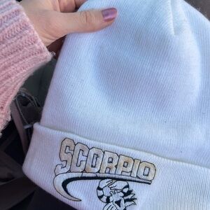 Scorpio White Beanie Hat